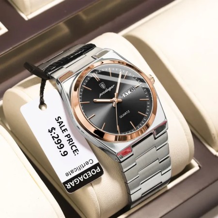 Poedagar 930 New Model Men Watch Luxury Fashion Stainless Steel Rose Black